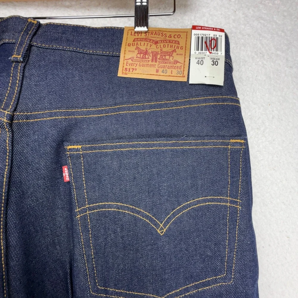 Vintage Levis 517 Mens 40x30 Boot Cut Jeans Rigid Indigo Blue USA 517-0217